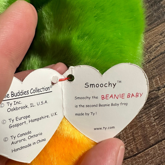 Ty Smoochy Green Yellow Frog Stuffed Animal large - Picture 3 of 10